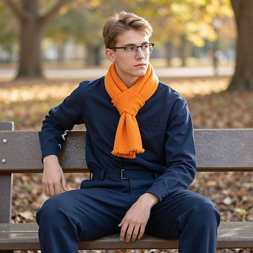 Young Man in Autumn Park