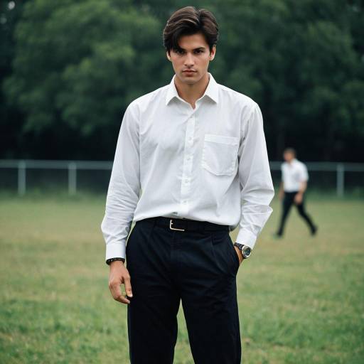 Stylish Man in Oversized White Shirt