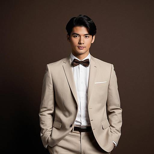 Stylish Brown Tuxedo Portrait of a Young Man