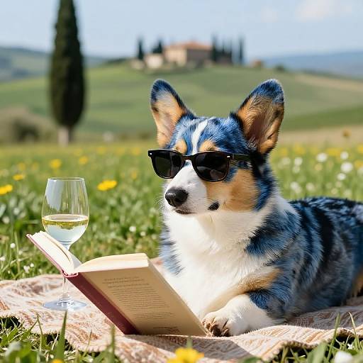 Cool Blue Merle Corgi in Tuscany