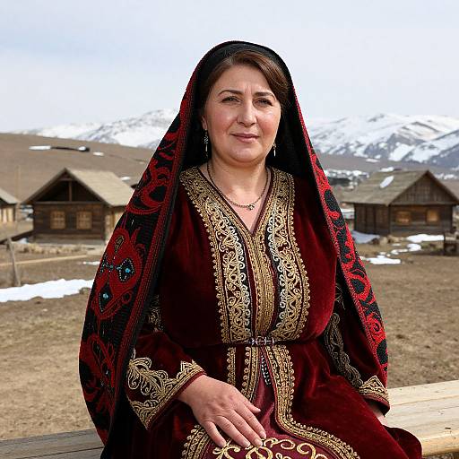 Kind Kurdish Woman in Traditional Attire
