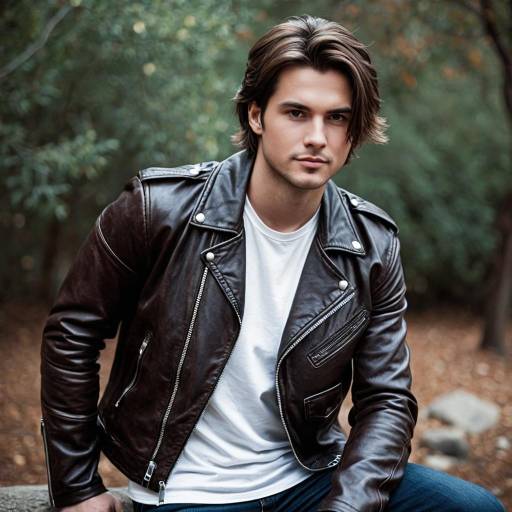 Confident Young Man in Leather Jacket
