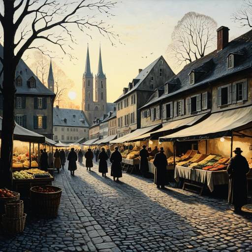 Vibrant Village Square at Sunrise