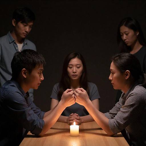 Intimate Gathering in Dim Light