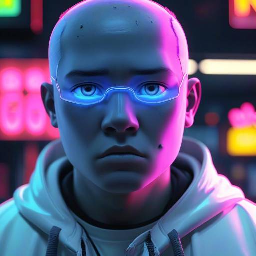Futuristic Neon Portrait of Young Man