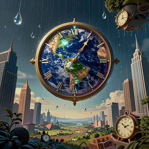 Surreal Earth Core Clockscape