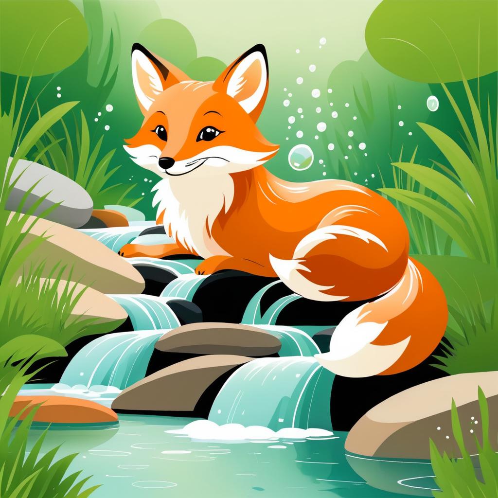 Delightful Fox by a Bubbling Brook