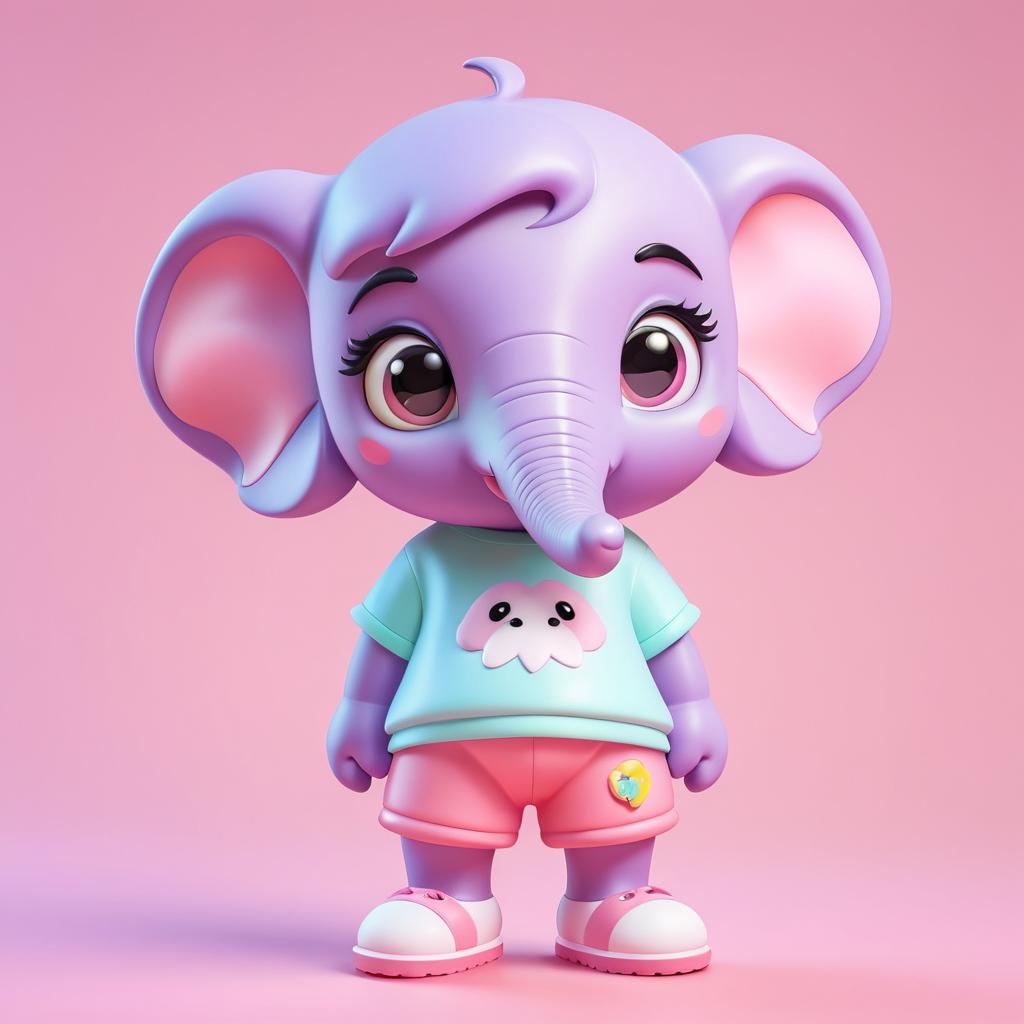 Charming 3D Cartoon Elephant Character