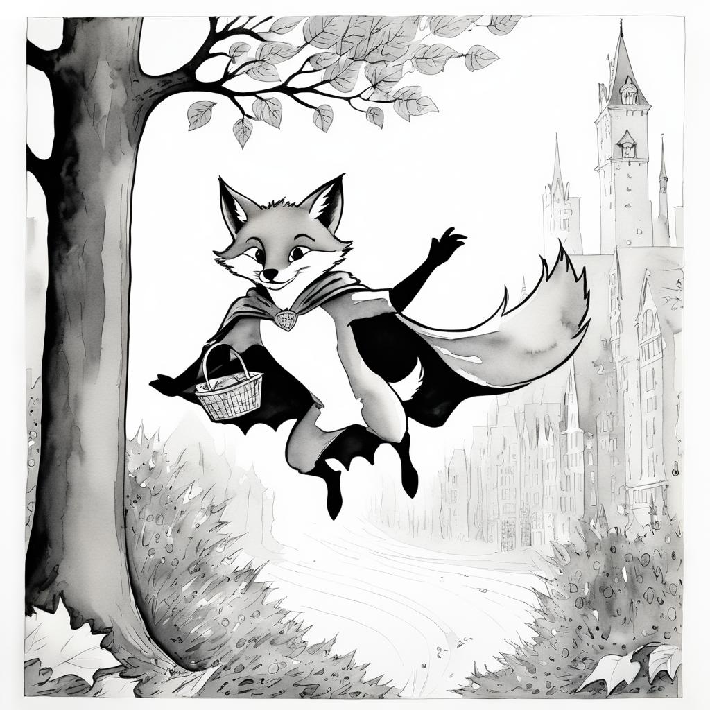 Whimsical Fox Superhero Rescues Kitten