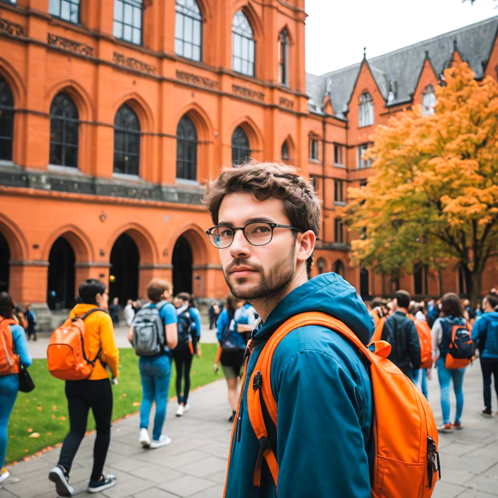 Curious Student on Vibrant Campus