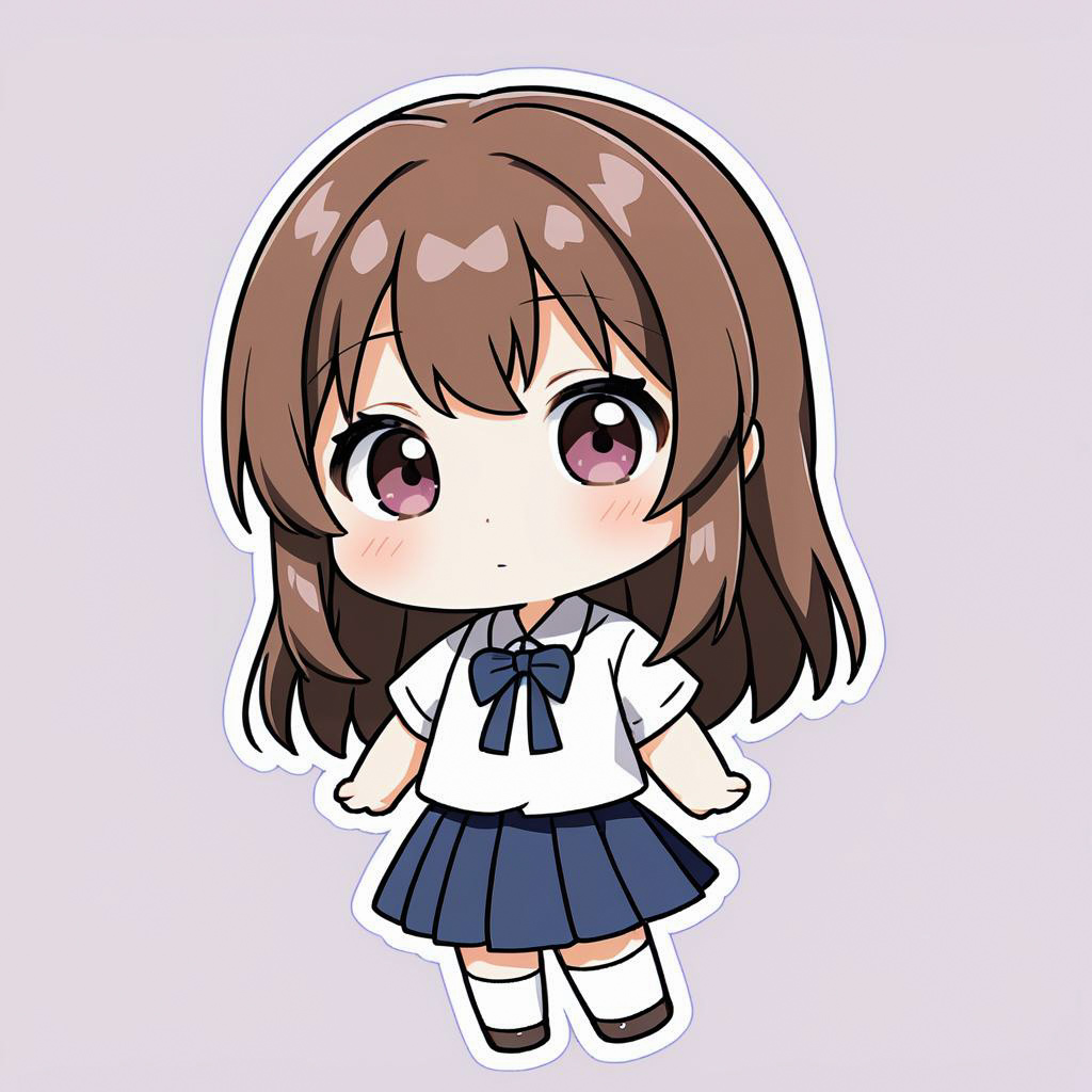 Adorable Shy Schoolgirl in Chibi Style