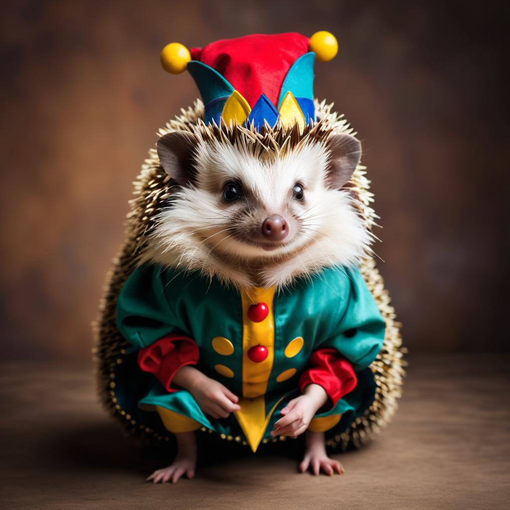 Whimsical Hedgehog Jester Portrait