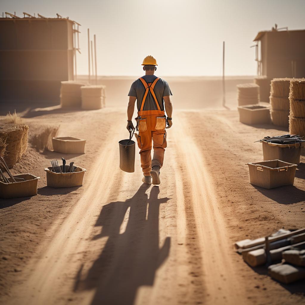 Construction Worker on Rugged Path