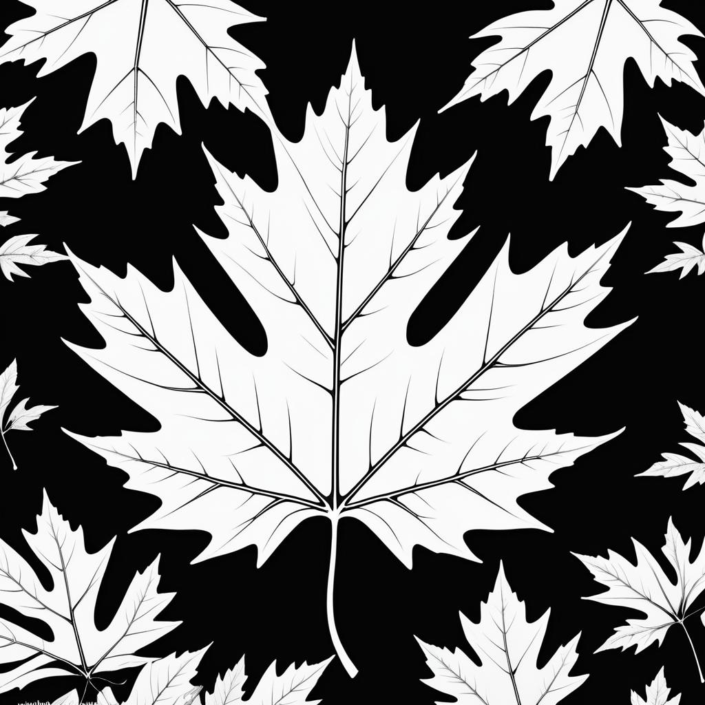 Elegant Black and White Maple Leaf Art