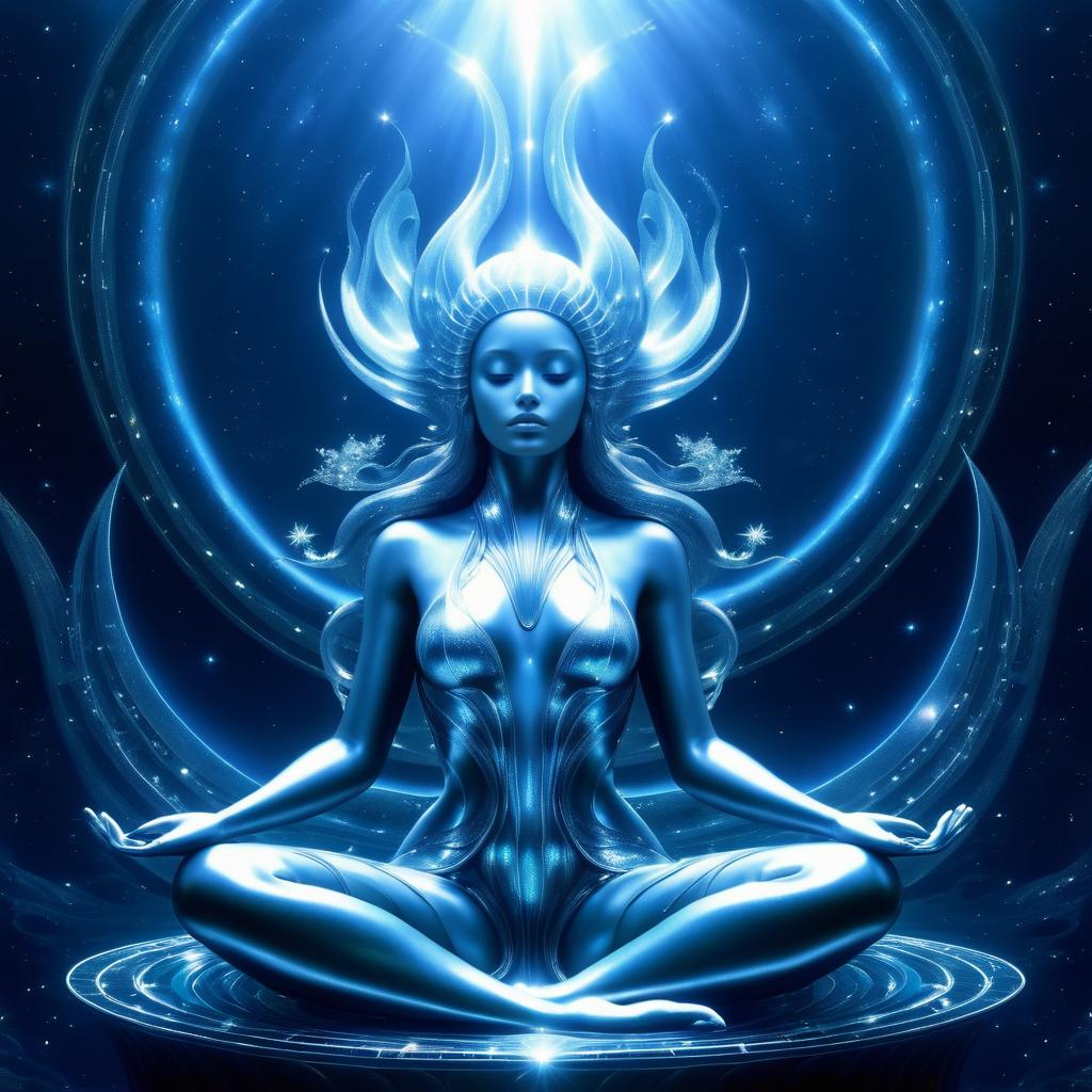 Meditative Mermaid in Cosmic Serenity