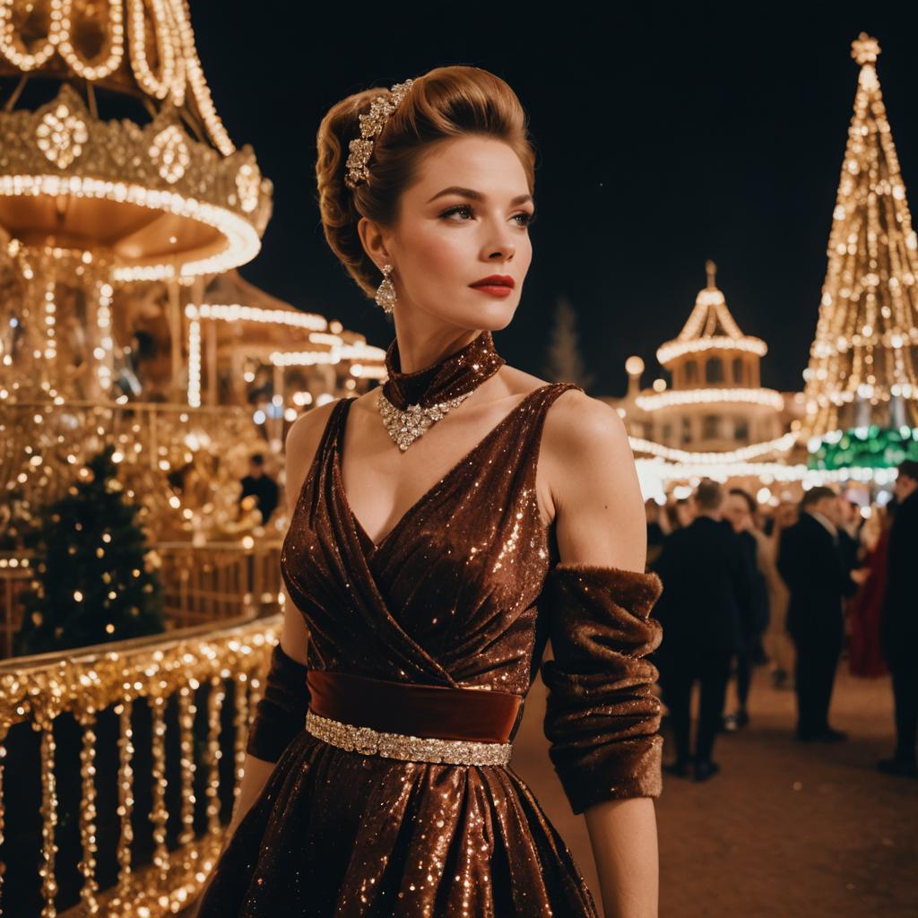 Elegant Athletic Woman at Christmas Party