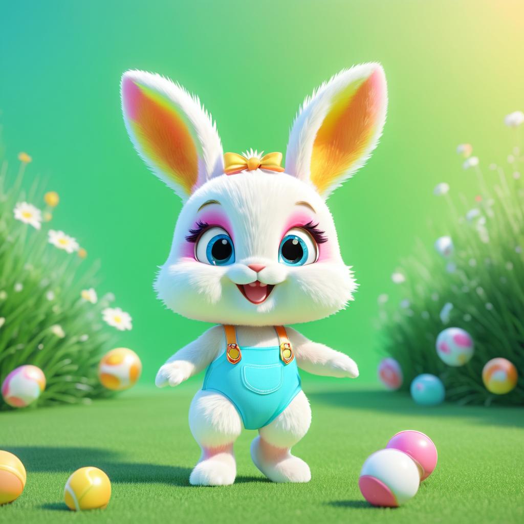 Playful 3D Flapper Baby Rabbit Illustration