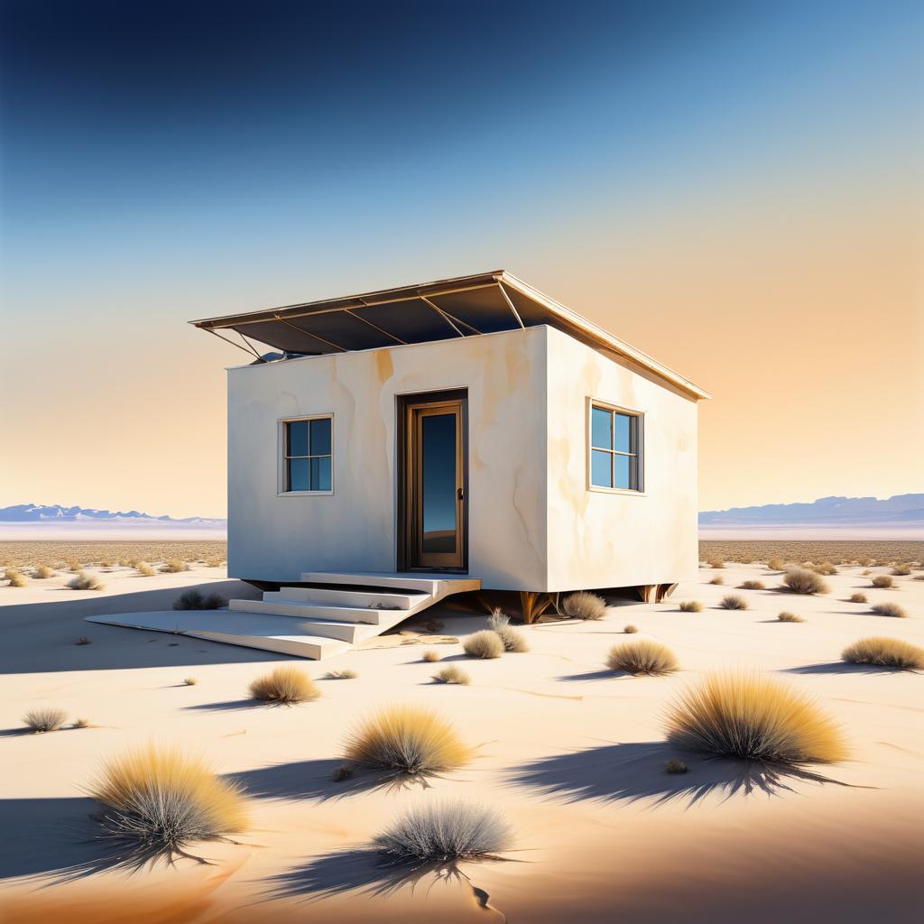 Abandoned Tiny Home in Desert Landscape