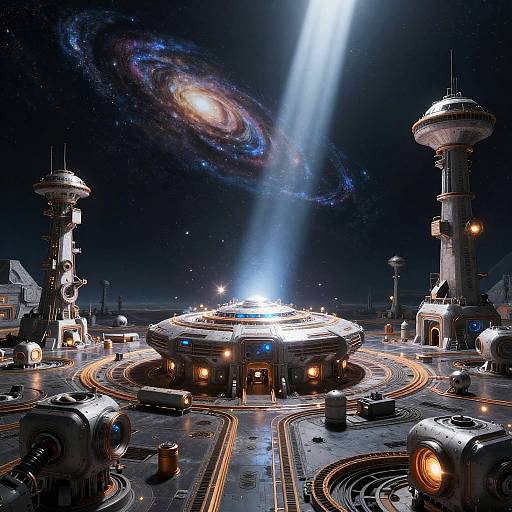 Galactic Mining Colony Under Starlight