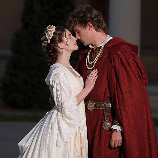 Romantic Embrace in Historical Attire