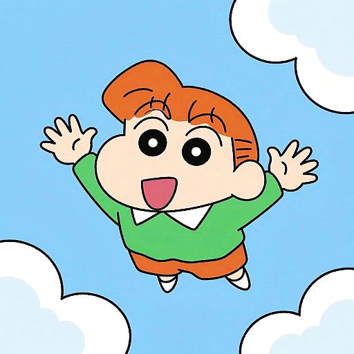 Energetic Cartoon Character Flying