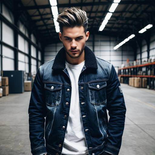 Man with Temple Fade Hairstyle in Industrial Warehouse