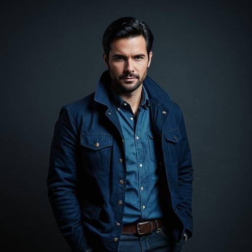 Confident Man in Dark Blue Jacket