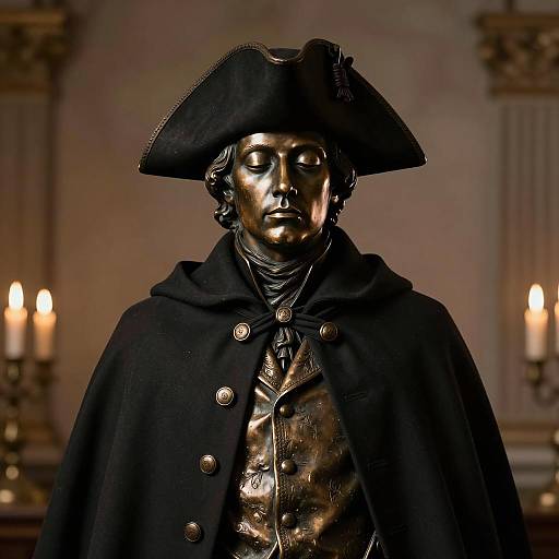 Bronze Statue of Man in Tricorne Hat