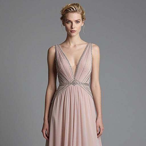 Elegant Pale Pink Beaded Dress