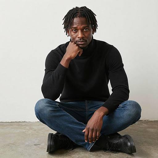 Portrait of Pensive Man with Dreadlocks