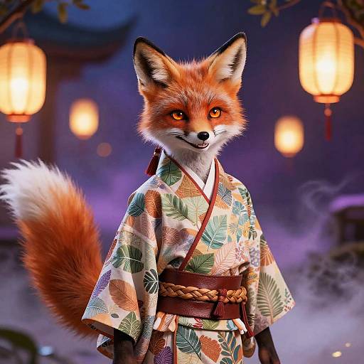 Ethereal Fox-Spirit Youth in Mystic Twilight