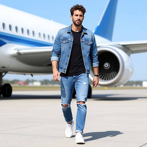 Casually Stylish Man at Airport Tarmac