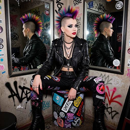 Punk-Rock Woman with Colorful Mohawk