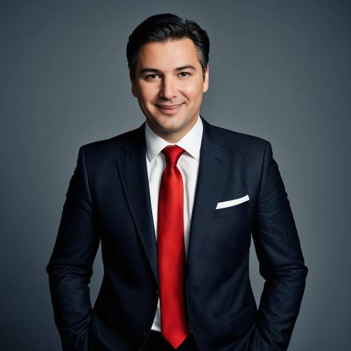 Confident businessman in suit with red tie