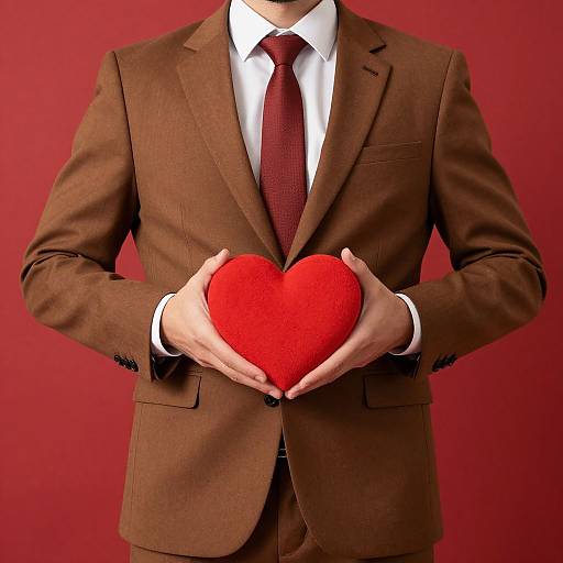 Man in Brown Suit with Heart
