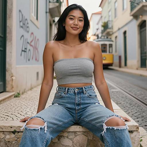 Urban Summer Fashion with Asian Model