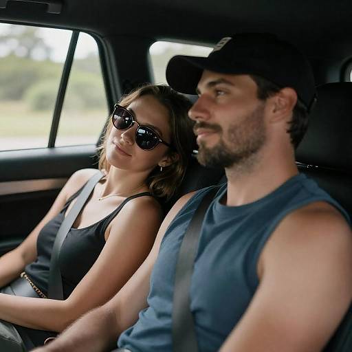 Candid Car Moment: Relaxed Couple Photo