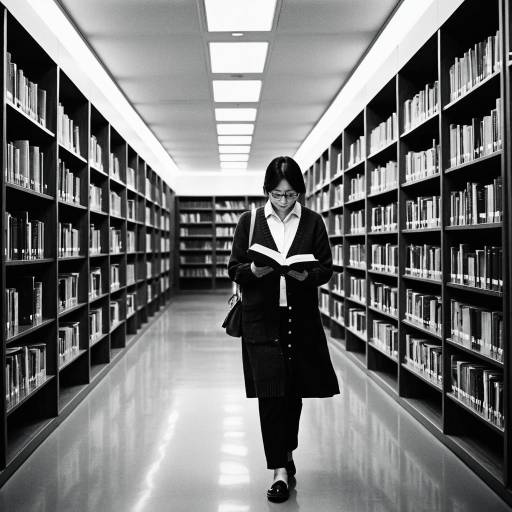 Librarian Walking in Modern Library