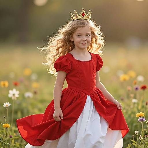 Regal Girl in Sunlit Meadow