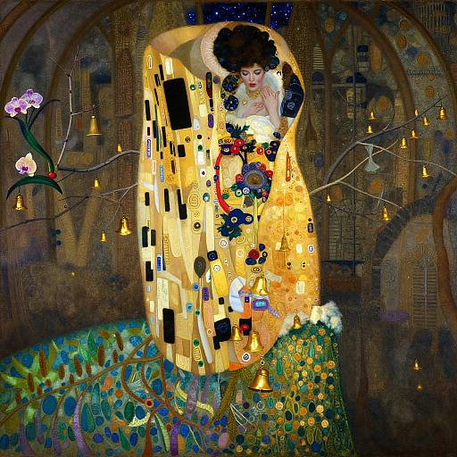 Moonlit Conservatory with Golden Gown