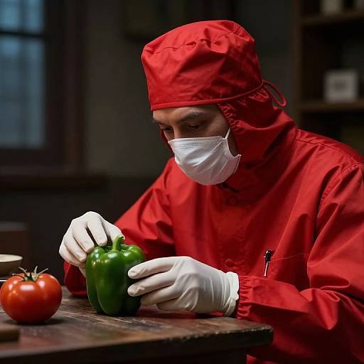 Plague Doctor Tends to Vegetables