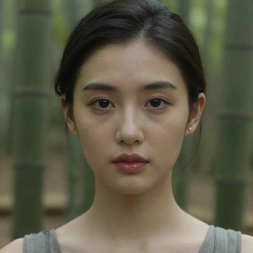 Japanese Woman Portrait in Bamboo Forest