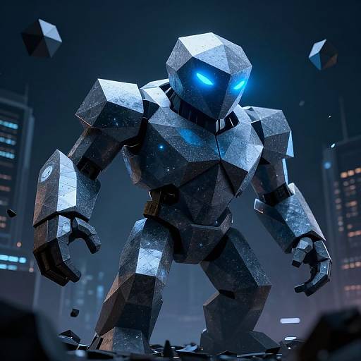 Cyberpunk Geometric Monster in Dystopia