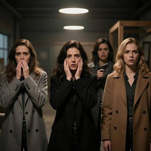 Dramatic Portrait of Four Alert Women