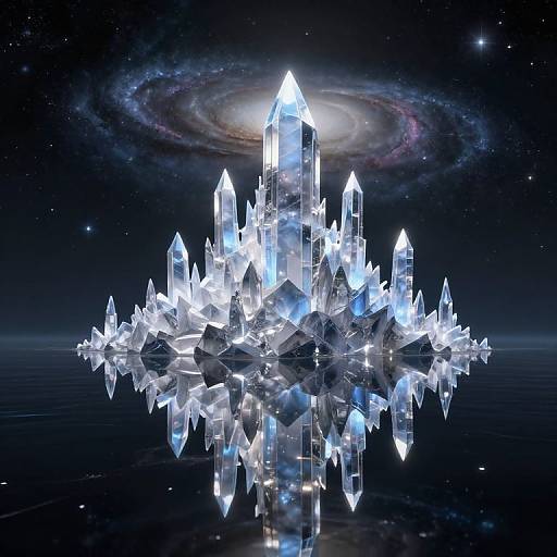 Floating Crystalline Fortress Over Cosmic Sea
