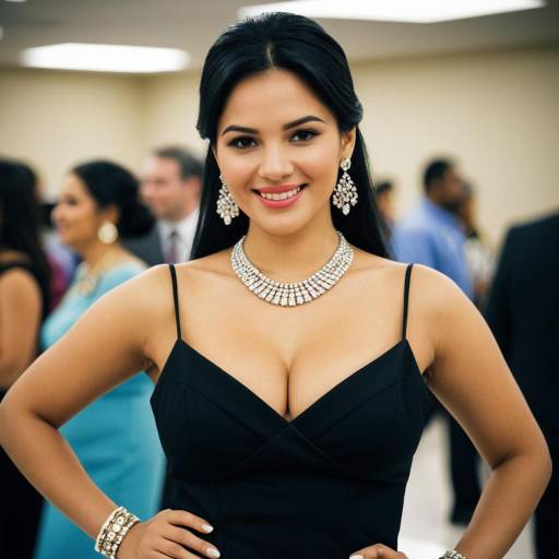 Elegant Woman in Black Dress with Jewelry