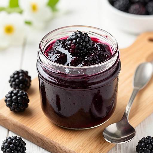 Glistening Blackberry Jam and Berries