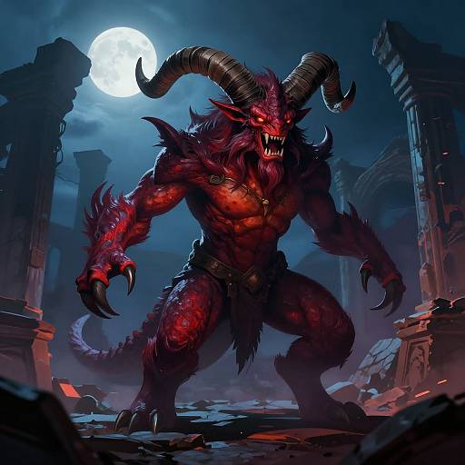 Oni Mythical Creature in Ruins