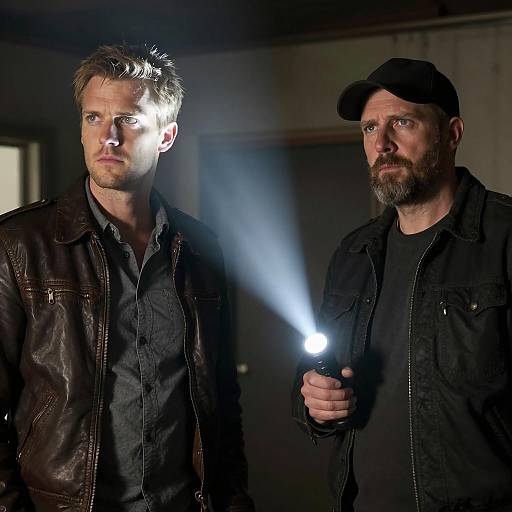 Mysterious Encounter in Dimly Lit Room