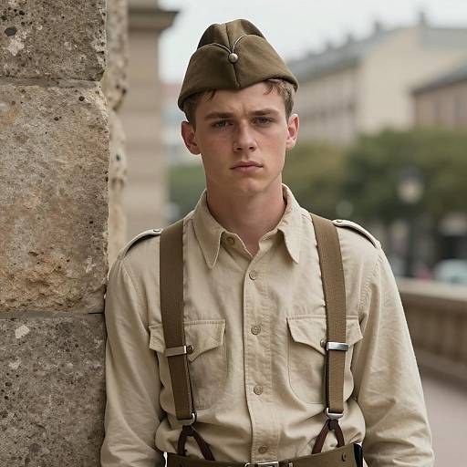Young Man in Early 20th Century Military Uniform